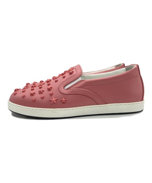 JIMMY CHOO（ジミーチュウ）JIMMY CHOO (ジミーチュウ) スタッズスリッポン ピンク サイズ:38の古着・服飾アイテム