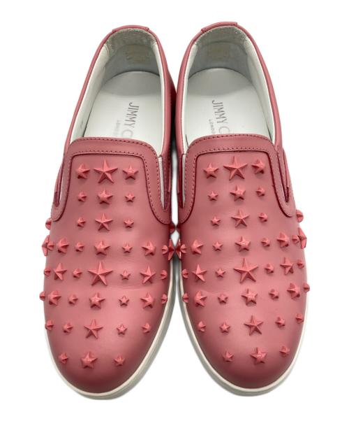 JIMMY CHOO（ジミーチュウ）JIMMY CHOO (ジミーチュウ) スタッズスリッポン ピンク サイズ:38の古着・服飾アイテム