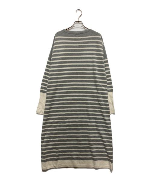 GALERIE VIE（ギャルリーヴィー）GALERIE VIE (ギャルリーヴィー) ウルトラファインウール ボートネックワンピース グレー×ホワイト サイズ:FREEの古着・服飾アイテム