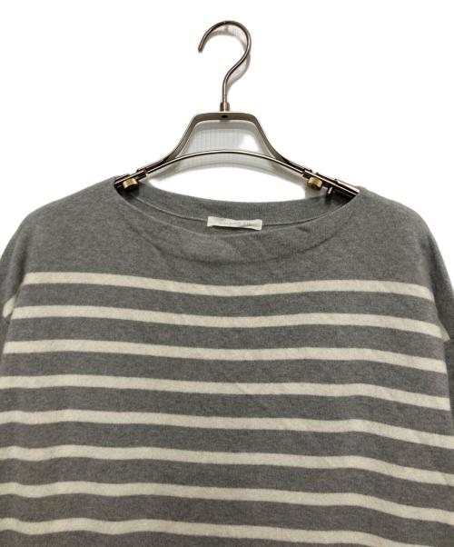 GALERIE VIE（ギャルリーヴィー）GALERIE VIE (ギャルリーヴィー) ウルトラファインウール ボートネックワンピース グレー×ホワイト サイズ:FREEの古着・服飾アイテム