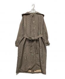 KLOSET（クロセット）の古着「フラワー刺繍フーデッドコート」｜ベージュ