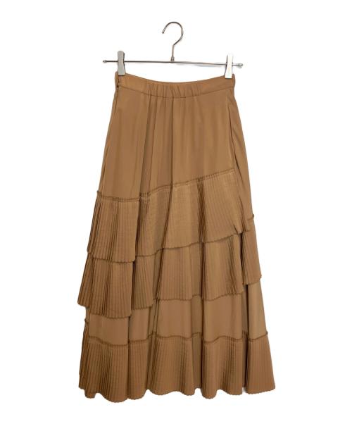 LOUNIE（ルーニー）LOUNIE (ルーニー) アシンメトリープリーツスカート ブラウン サイズ:36の古着・服飾アイテム