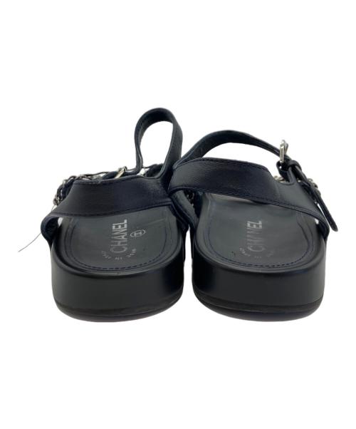 CHANEL（シャネル）CHANEL (シャネル) チェーンサンダル ネイビー サイズ:37の古着・服飾アイテム