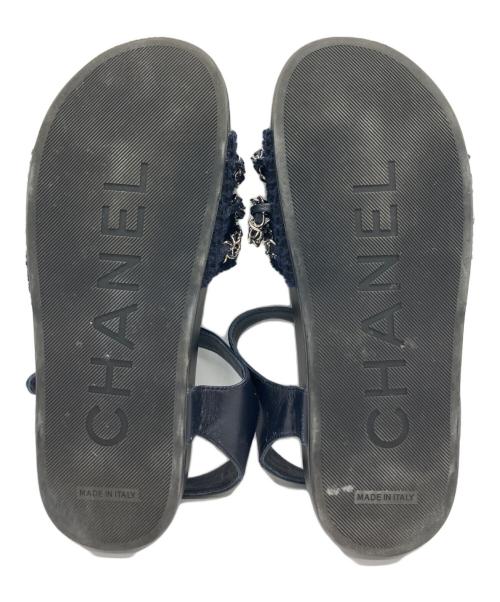 CHANEL（シャネル）CHANEL (シャネル) チェーンサンダル ネイビー サイズ:37の古着・服飾アイテム