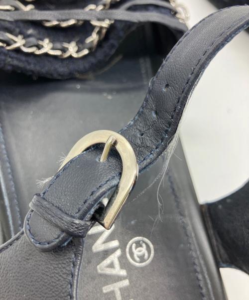 CHANEL（シャネル）CHANEL (シャネル) チェーンサンダル ネイビー サイズ:37の古着・服飾アイテム