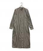LAUREN RALPH LAURENローレンラルフローレン）の古着「ストライプシャツワンピース」｜ホワイト×ブラック