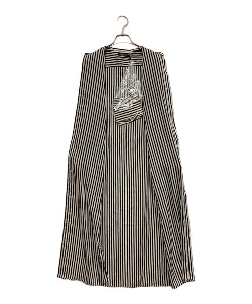 LAUREN RALPH LAUREN（ローレンラルフローレン）LAUREN RALPH LAUREN (ローレンラルフローレン) ストライプシャツワンピース ホワイト×ブラック サイズ:SIZE 4の古着・服飾アイテム