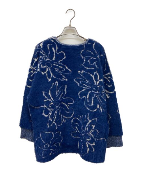 sahara（サハラ）sahara (サハラ) Reversible Jacquard Knit ブルー×ホワイト サイズ:Freeの古着・服飾アイテム