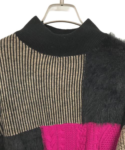 ROSE BUD（ローズバッド）ROSE BUD (ローズバッド) ブロッキングニット ブラック×ピンク サイズ:FREEの古着・服飾アイテム