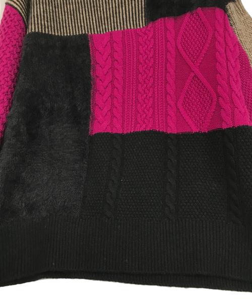 ROSE BUD（ローズバッド）ROSE BUD (ローズバッド) ブロッキングニット ブラック×ピンク サイズ:FREEの古着・服飾アイテム