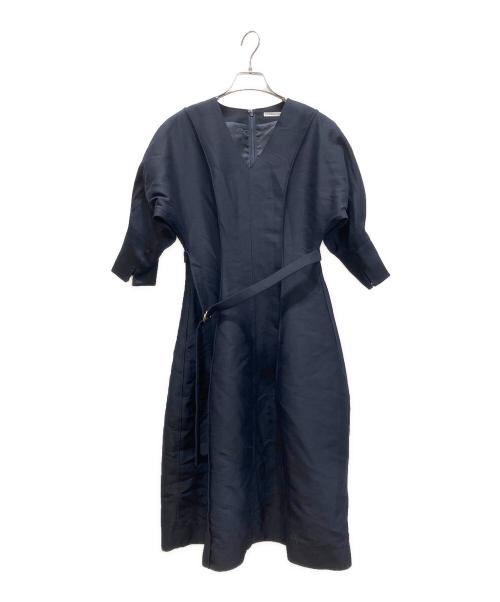 ESTNATION（エストネーション）ESTNATION (エストネーション) ダブルクロスVネックワンピース ネイビー サイズ:36の古着・服飾アイテム