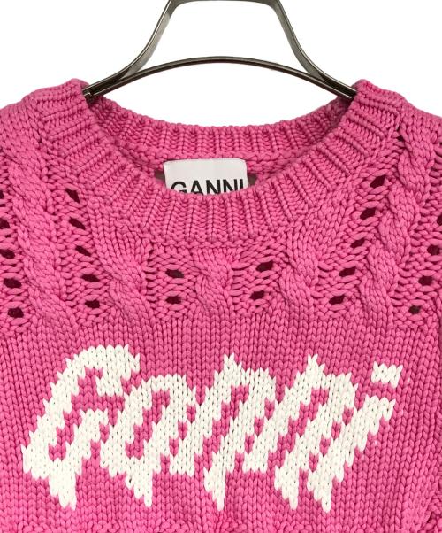 GANNI（ガニー）Ganni (ガニー) Viscose Rope Cropped Vest/ニットベスト ピンク サイズ:XSの古着・服飾アイテム