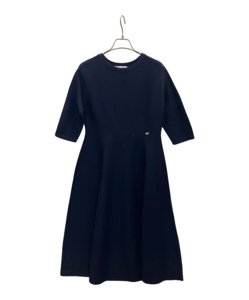 Jolie mignon（ジョリ―ミニョン）jolie mignon (ジョリ―ミニョン) ホールガーメント フィットアンドフレアワンピース ネイビー サイズ:SIZE38の古着・服飾アイテム