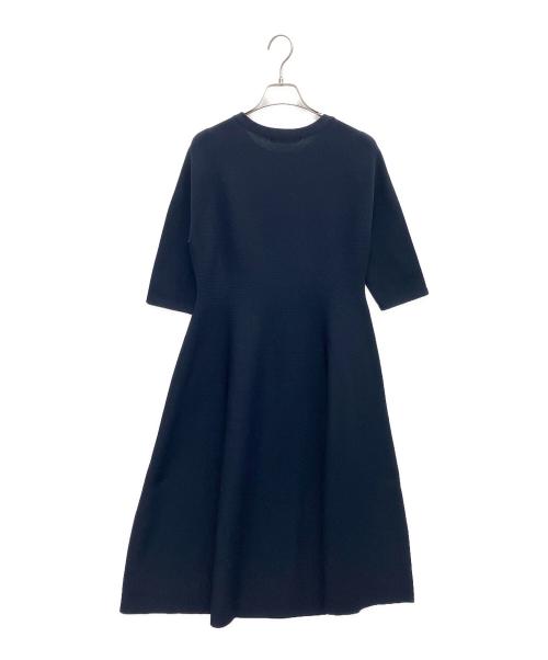 Jolie mignon（ジョリ―ミニョン）jolie mignon (ジョリ―ミニョン) ホールガーメント フィットアンドフレアワンピース ネイビー サイズ:SIZE38の古着・服飾アイテム