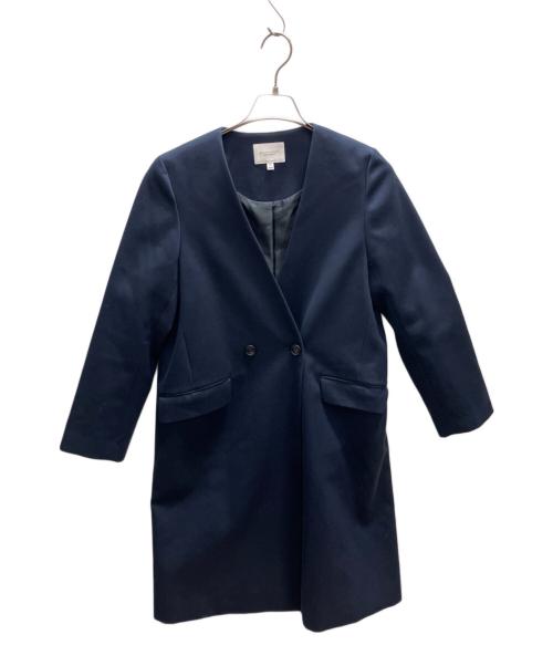 BEAUTY&YOUTH（ビューティーアンドユース）BEAUTY&YOUTH (ビューティーアンドユース) ツイルダブルノーカラーコート ネイビー サイズ:Мの古着・服飾アイテム