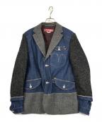 JUNYA WATANABE MAN×LEVI'Sジュンヤワタナベマン×リーバイス）の古着「綿セルヴィッチデニム×ウールナイロンツイードJKT」｜インディゴ×グレー