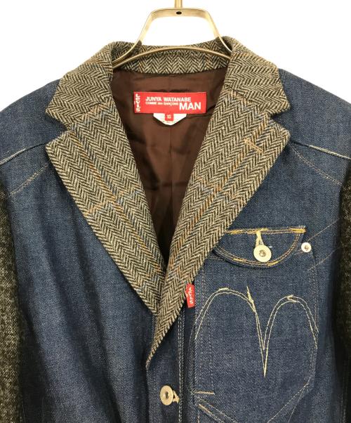 JUNYA WATANABE MAN（ジュンヤワタナベマン）JUNYA WATANABE MAN (ジュンヤワタナベマン) LEVI'S (リーバイス) 綿セルヴィッチデニム×ウールナイロンツイードJKT インディゴ×グレー サイズ:XSの古着・服飾アイテム