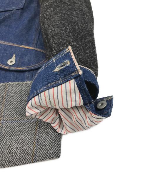 JUNYA WATANABE MAN（ジュンヤワタナベマン）JUNYA WATANABE MAN (ジュンヤワタナベマン) LEVI'S (リーバイス) 綿セルヴィッチデニム×ウールナイロンツイードJKT インディゴ×グレー サイズ:XSの古着・服飾アイテム