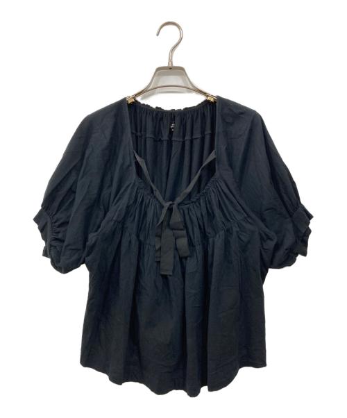 tricot COMME des GARCONS（トリココムデギャルソン）tricot COMME des GARCONS (トリココムデギャルソン) リボン付フリルカットソー ブラック サイズ:Sの古着・服飾アイテム