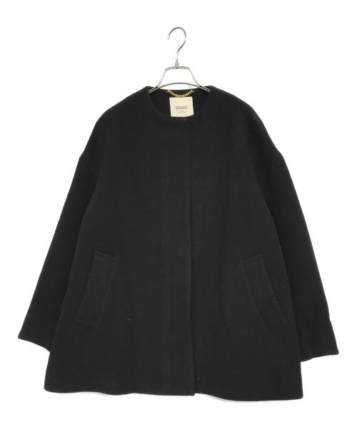 journal standard L'essage（ジャーナルスタンダード レサージュ）journal standard L'essage (ジャーナルスタンダード レサージュ) SUPER140S MARINI クルーネックショートコート ブラック サイズ:38の古着・服飾アイテム