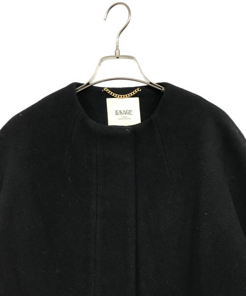 journal standard L'essage（ジャーナルスタンダード レサージュ）journal standard L'essage (ジャーナルスタンダード レサージュ) SUPER140S MARINI クルーネックショートコート ブラック サイズ:38の古着・服飾アイテム