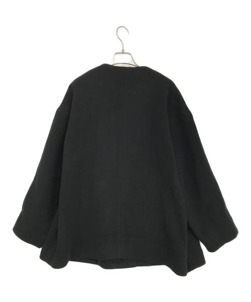 journal standard L'essage（ジャーナルスタンダード レサージュ）journal standard L'essage (ジャーナルスタンダード レサージュ) SUPER140S MARINI クルーネックショートコート ブラック サイズ:38の古着・服飾アイテム