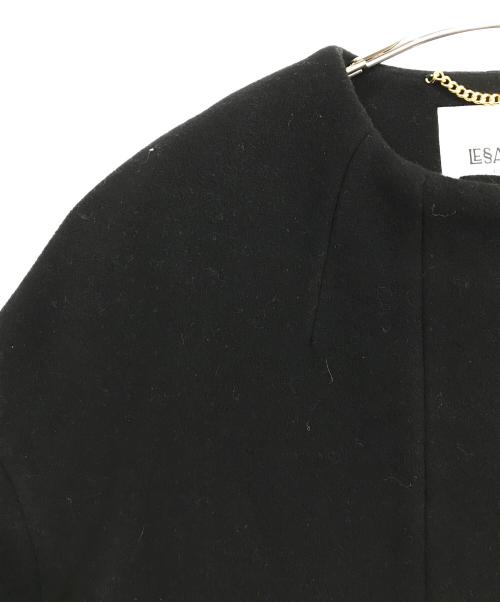 journal standard L'essage（ジャーナルスタンダード レサージュ）journal standard L'essage (ジャーナルスタンダード レサージュ) SUPER140S MARINI クルーネックショートコート ブラック サイズ:38の古着・服飾アイテム