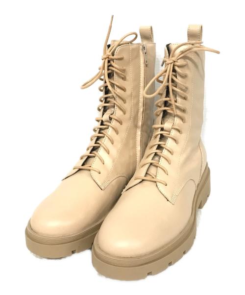 FABIO RUSCONI（ファビオルスコーニ）FABIO RUSCONI (ファビオルスコーニ) レースアップブーツ ベージュ サイズ:SIZE 38の古着・服飾アイテム