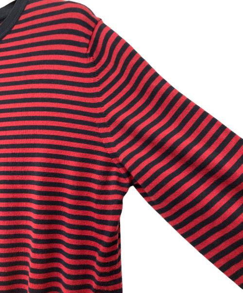 GUCCI（グッチ）GUCCI (グッチ) 16SS コットン/カシミヤ ボーダーセーター ブラック×レッド サイズ:XLの古着・服飾アイテム