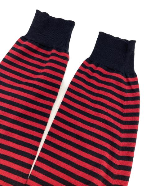 GUCCI（グッチ）GUCCI (グッチ) 16SS コットン/カシミヤ ボーダーセーター ブラック×レッド サイズ:XLの古着・服飾アイテム