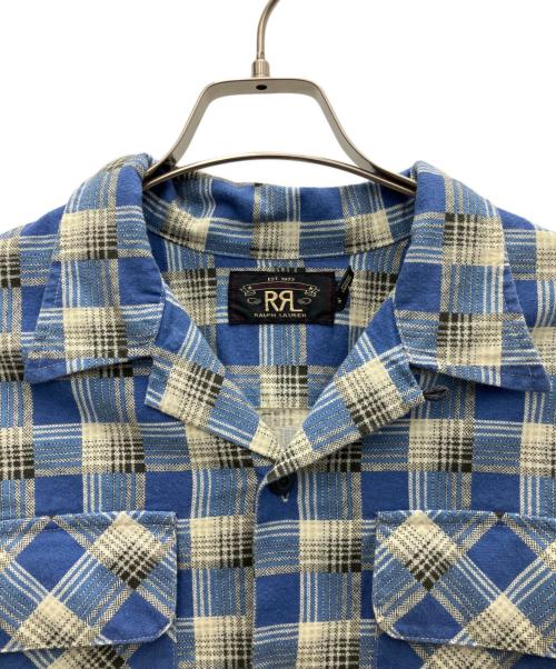 RRL（ダブルアールエル）RRL (ダブルアールエル) PLAID PRINT CHAMOIS CAMP SHIRT ブルー サイズ:Sの古着・服飾アイテム