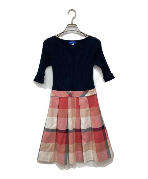 BLUE LABEL CRESTBRIDGE（ブルーレーベルクレストブリッジ）BLUE LABEL CRESTBRIDGE (ブルーレーベルクレストブリッジ) ドッキングワンピース ネイビー×レッド サイズ:36の古着・服飾アイテム