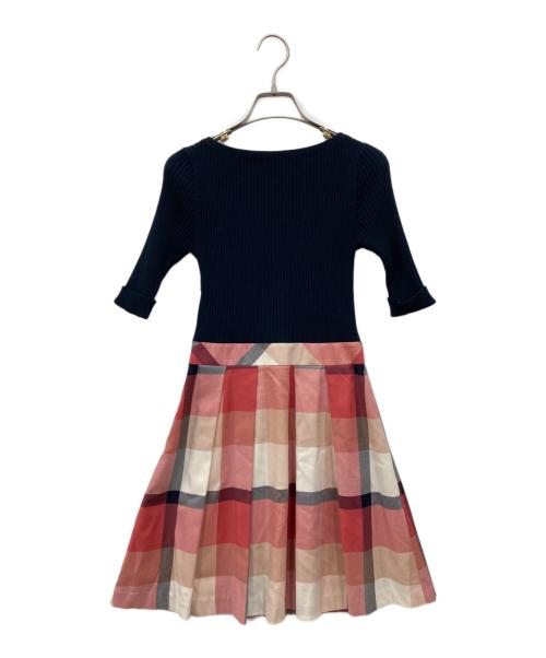 BLUE LABEL CRESTBRIDGE（ブルーレーベルクレストブリッジ）BLUE LABEL CRESTBRIDGE (ブルーレーベルクレストブリッジ) ドッキングワンピース ネイビー×レッド サイズ:36の古着・服飾アイテム