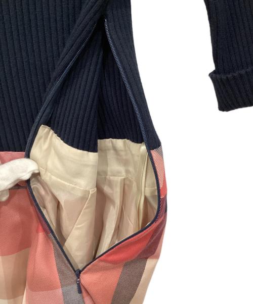 BLUE LABEL CRESTBRIDGE（ブルーレーベルクレストブリッジ）BLUE LABEL CRESTBRIDGE (ブルーレーベルクレストブリッジ) ドッキングワンピース ネイビー×レッド サイズ:36の古着・服飾アイテム