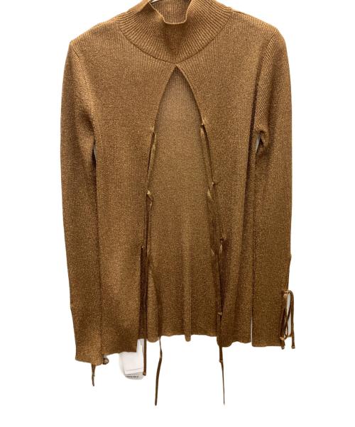 MAISON SPECIAL（メゾンスペシャル）MAISON SPECIAL (メゾンスペシャル) Glitter Turtle Top ブラウン サイズ:SIZE FREE 未使用品の古着・服飾アイテム