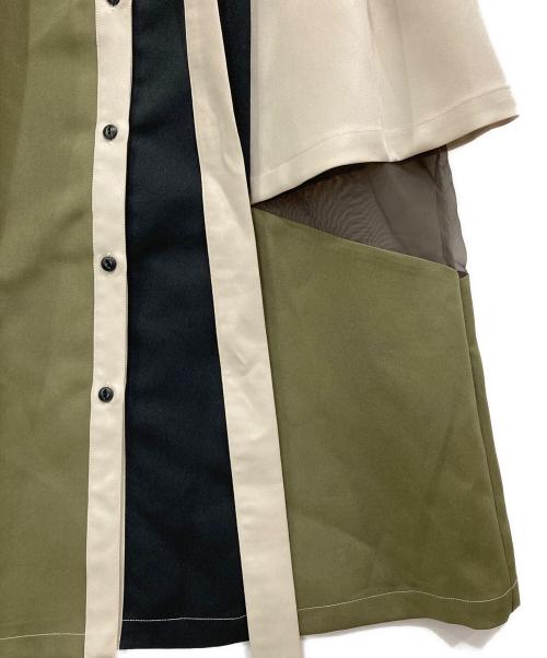 UNITED TOKYO（ユナイテッドトーキョー）UNITED TOKYO (ユナイテッドトーキョー) シアーコンビブロッキングワンピース カーキ×ベージュ サイズ:1の古着・服飾アイテム