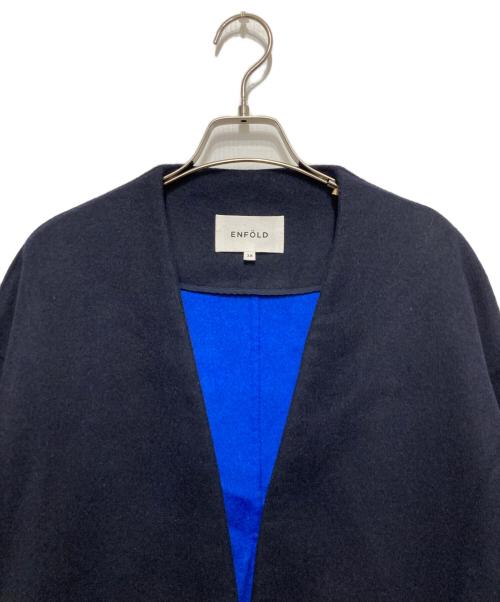 ENFOLD（エンフォルド）ENFOLD (エンフォルド) ウールリバー ノーカラーコート ブラック サイズ:SIZE 38の古着・服飾アイテム