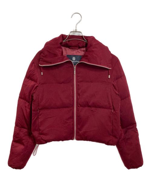 Aquascutum（アクアスキュータム）Aquascutum (アクアスキュータム) スウェードライクショートダウン　ダウンジャケット　アウター レッド サイズ:10（実寸参照）の古着・服飾アイテム