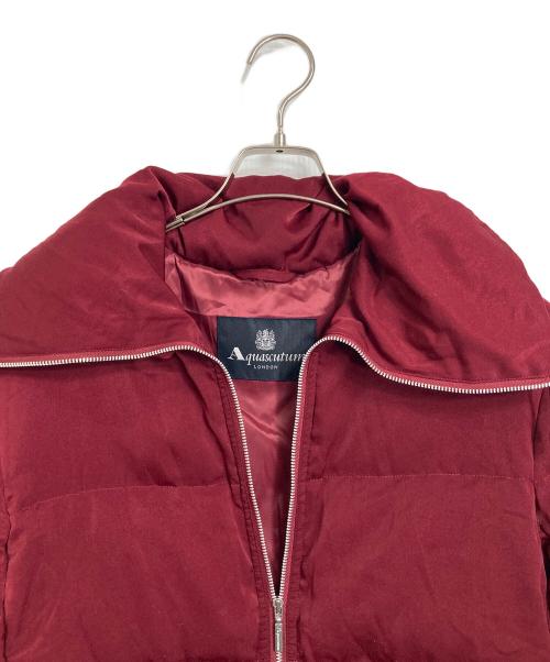 Aquascutum（アクアスキュータム）Aquascutum (アクアスキュータム) スウェードライクショートダウン　ダウンジャケット　アウター レッド サイズ:10（実寸参照）の古着・服飾アイテム