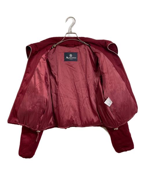 Aquascutum（アクアスキュータム）Aquascutum (アクアスキュータム) スウェードライクショートダウン　ダウンジャケット　アウター レッド サイズ:10（実寸参照）の古着・服飾アイテム