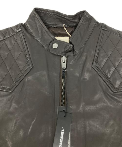 DIESEL（ディーゼル）DIESEL (ディーゼル) ラムレザーシングルライダースジャケット ブラウン サイズ:XXL 未使用品の古着・服飾アイテム
