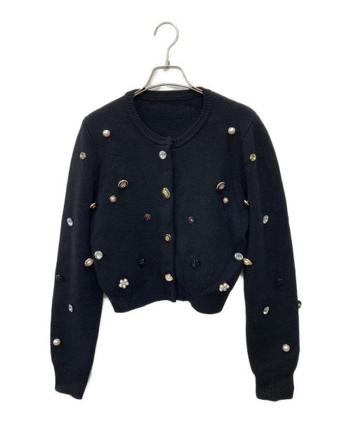 Ameri（アメリ）AMERI (アメリ) TWINKLE BIJOU SHORT KNIT TOP ブラック サイズ:Mの古着・服飾アイテム