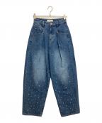 Lily Brownリリーブラウン）の古着「パールビジューデニムパンツ」｜ブルー