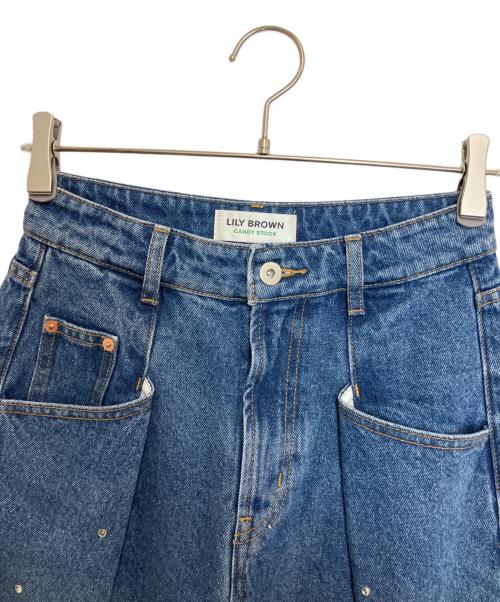 Lily Brown（リリーブラウン）Lily Brown (リリーブラウン) パールビジューデニムパンツ ブルー サイズ:1 未使用品の古着・服飾アイテム
