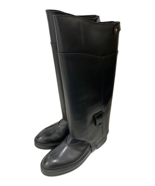 THE RERACS（ザ リラクス）THE RERACS (ザ リラクス) COW LEATHER COVER LONG BOOTS ブラック サイズ:24.5cmの古着・服飾アイテム
