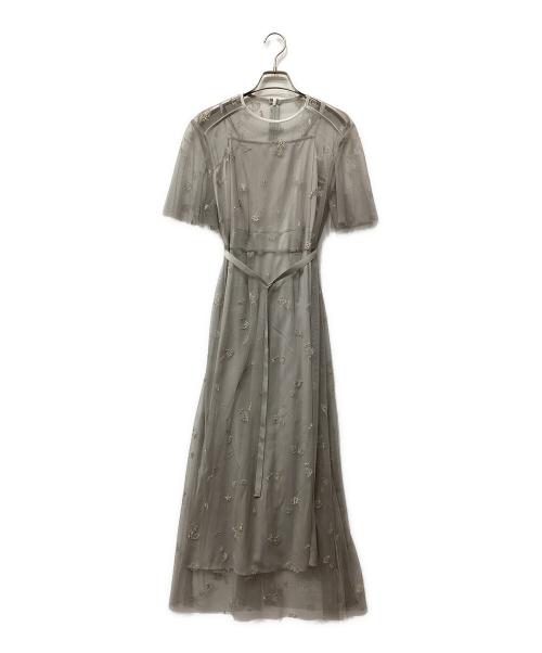 furfur（ファーファー）furfur (ファーファー) マリンモチーフ刺繍ドレス グレー サイズ:Fの古着・服飾アイテム