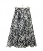 Nobleノーブル）の古着「チェックプリントギャザースカート」｜ブラック
