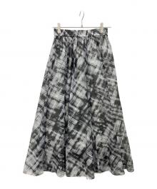 Noble（ノーブル）の古着「チェックプリントギャザースカート」｜ブラック