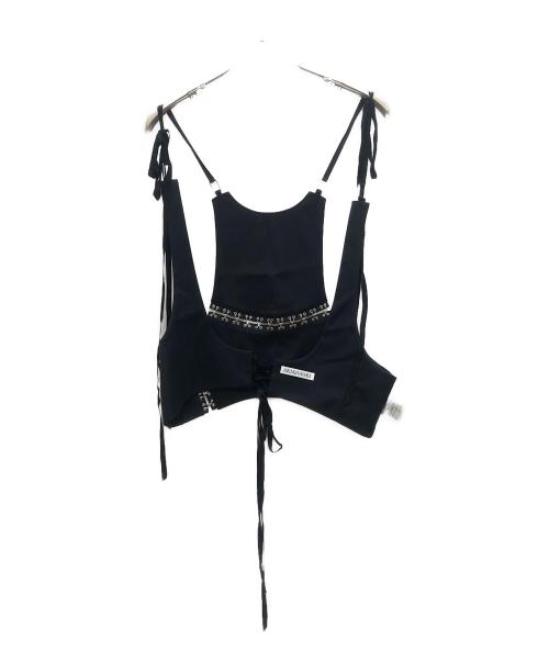 AKIKOAOKI（アキコアオキ）AKIKOAOKI (アキコアオキ) レースアップジレ ブラック サイズ:FREEの古着・服飾アイテム