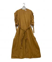 HYKE（ハイク）の古着「LINEN SHORT SLEEVE MAXI DRESS」｜キャメル